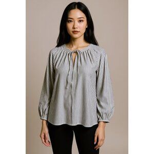 NEW A New Day Top Women’s XL Blue White Striped 3/4 Sleeves Blouse Flowy Casual